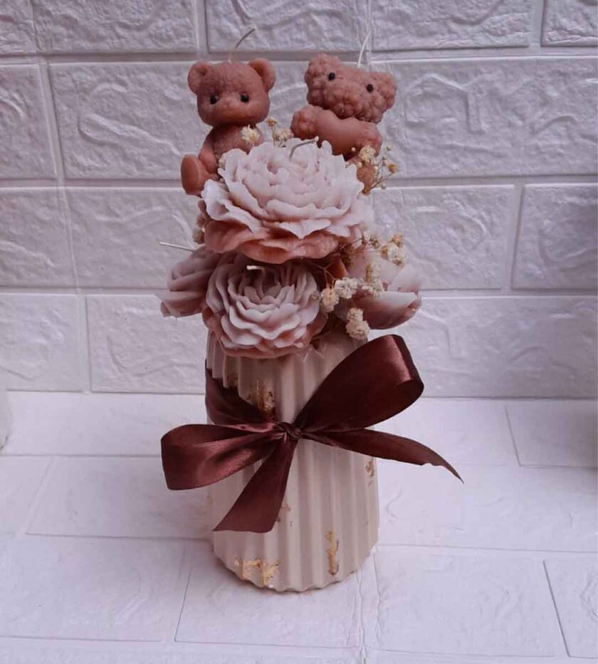 FLOWER CANDLE BOUQUET-BROWN