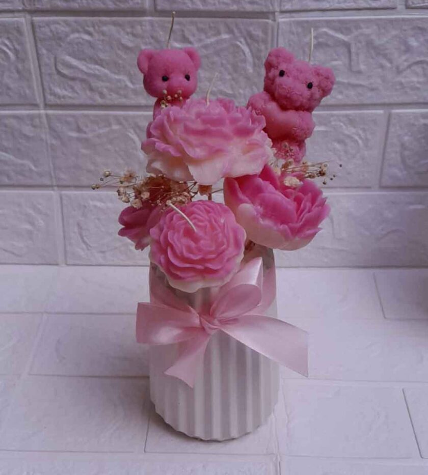 FLOWER CANDLE BOUQUET-PINK